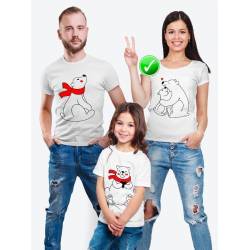 Футболки Фэмили Лук для мамы, дочки, папы, сына с принтом Мишки | Family Look для всей семьи