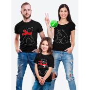 Футболки Фэмили Лук для мамы, дочки, папы, сына с принтом Мишки | Family Look для всей семьи