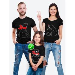 Футболки Фэмили Лук для мамы, дочки, папы, сына с принтом Мишки | Family Look для всей семьи