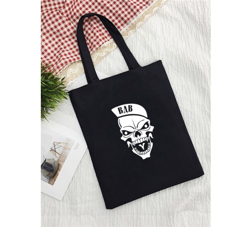 Сумка шоппер с черепом сумка хозяйственная shopper тканевая сумка экосумка