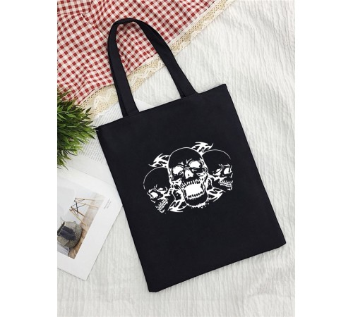 Сумка шоппер с черепом сумка хозяйственная shopper тканевая сумка экосумка