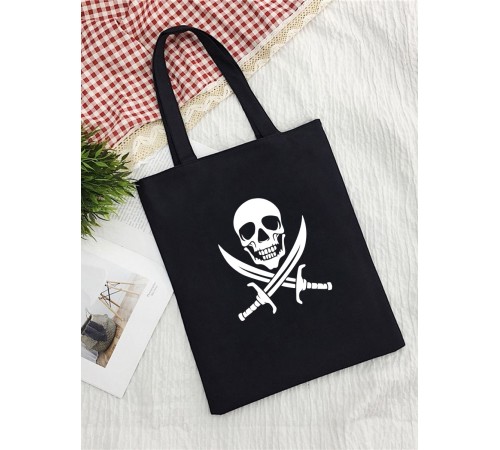 Сумка шоппер с черепом сумка хозяйственная shopper тканевая сумка экосумка