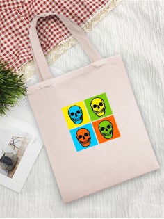 Сумка женская шоппер с черепом большая