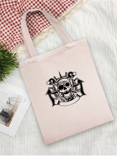 Сумка женская шоппер с черепом большая