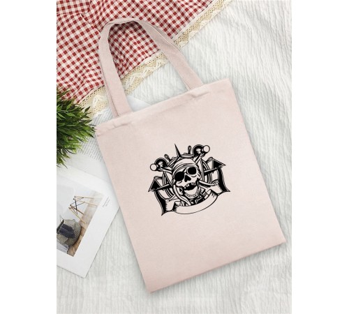 Сумка женская шоппер с черепом большая