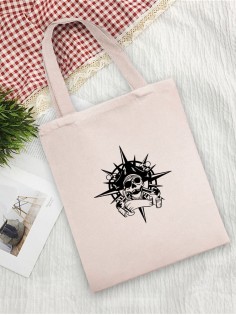 Сумка женская шоппер с черепом большая