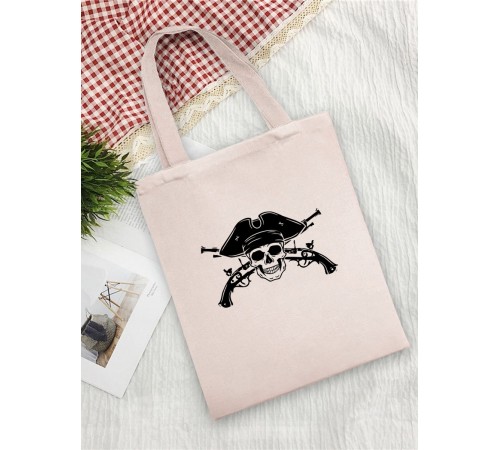 Сумка женская шоппер с черепом большая