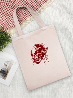 Сумка женская шоппер с черепом большая