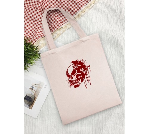 Сумка женская шоппер с черепом большая