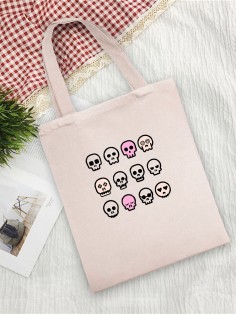 Сумка женская шоппер с черепом большая