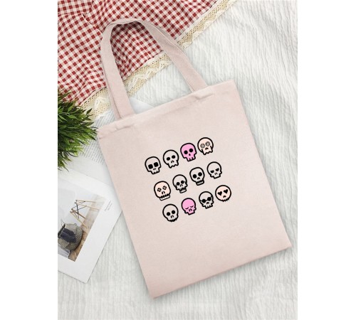 Сумка женская шоппер с черепом большая