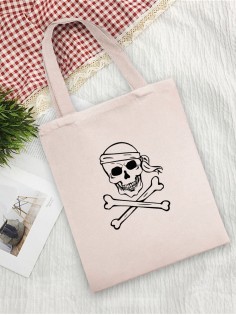 Сумка женская шоппер с черепом большая