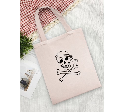 Сумка женская шоппер с черепом большая