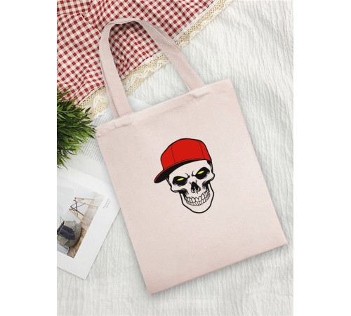 Сумка женская шоппер с черепом большая