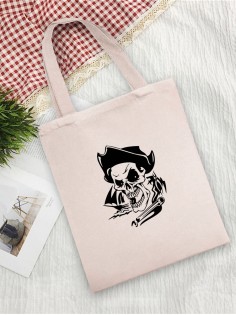 Сумка женская шоппер с черепом большая