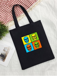 Сумка женская шоппер с черепом большая