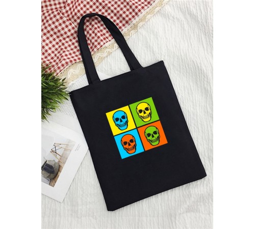 Сумка женская шоппер с черепом большая