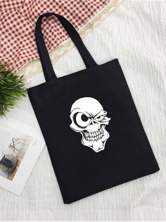Сумка женская шоппер с черепом большая