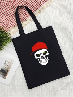 Сумка женская шоппер с черепом большая