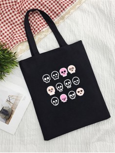 Сумка женская шоппер с черепом большая