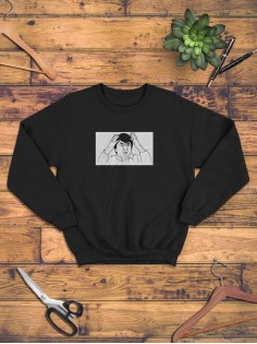 Модный свитшот - толстовка без капюшона с принтом "Хочу вина"