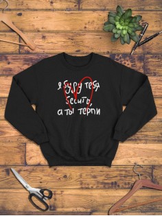 Модный свитшот - толстовка без капюшона с принтом "Хочу вина"