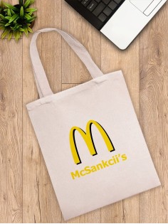 Сумка шоппер из ткани с принтом бежевый черный