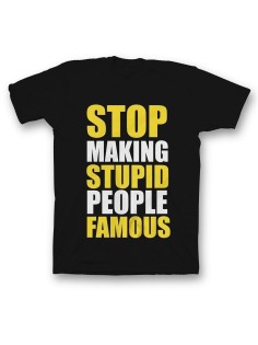 Мужская футболка с прикольным принтом "Stop making stupid people famous"