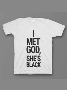 Мужская футболка с прикольным принтом "I met god she is"