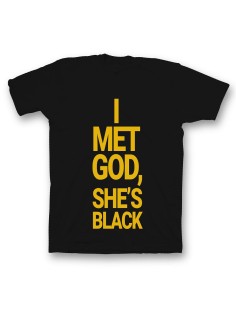 Мужская футболка с прикольным принтом "I met god she is"