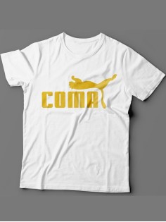 Мужская футболка с прикольным принтом "Coma"