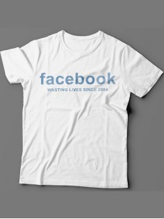 Мужская футболка с прикольным принтом "Facebook wasting live since 2004"
