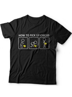 Мужская футболка с прикольным принтом "How to pick up chicks"