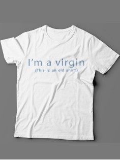 Мужская футболка с прикольным принтом "I'm a virgin"