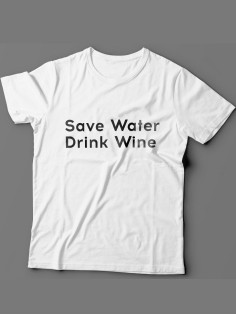 Мужская футболка с прикольным принтом "Save water drink wine"
