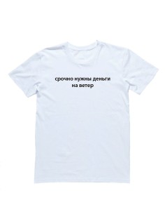 Футболка с прикольной надписью «Срочно нужны деньги на ветер»/ Оригинальная модная мужская футболка.
