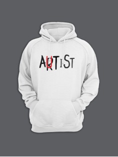 Прикольная мужская толстовка с капюшоном - худи с принтом "ArUtist"