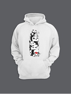 Прикольная мужская толстовка с капюшоном - худи с принтом "Pandas"