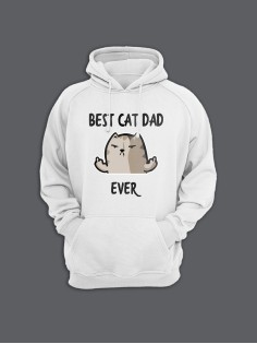 Прикольная мужская толстовка с капюшоном - худи с принтом "Best cat dad ever"