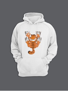 Прикольная мужская толстовка с капюшоном - худи с принтом "Garfield"