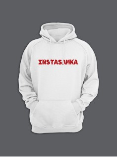 Прикольная женская толстовка с капюшоном - худи с принтом "Instasamka"