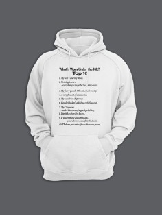 Прикольная мужская толстовка с капюшоном - худи с принтом "What is worn under the kilt?"