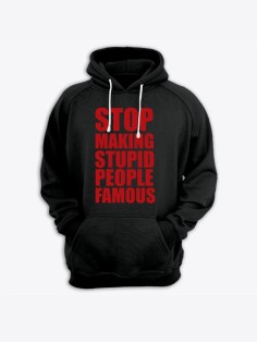 Прикольная мужская толстовка с капюшоном - худи с принтом "Stop making stupid people famous"