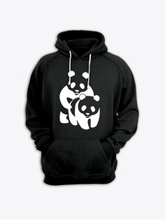 Мужская толстовка с капюшоном с принтом «Панды» / Худи с прикольной надписью.