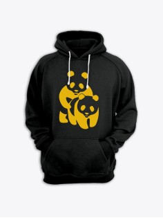 Мужская толстовка с капюшоном с принтом «Панда на панде» / Худи с прикольной надписью.