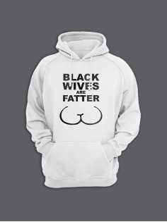 Мужская толстовка с капюшоном с принтом «Black wives» / Худи с прикольной надписью.