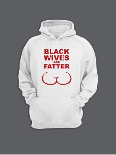 Мужская толстовка с капюшоном с принтом «Black wives» / Худи с прикольной надписью.