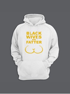 Мужская толстовка с капюшоном с принтом «Black wives» / Худи с прикольной надписью.