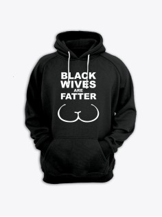 Мужская толстовка с капюшоном с принтом «Black wives» / Худи с прикольной надписью.