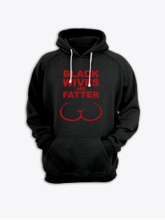 Мужская толстовка с капюшоном с принтом «Black wives» / Худи с прикольной надписью.